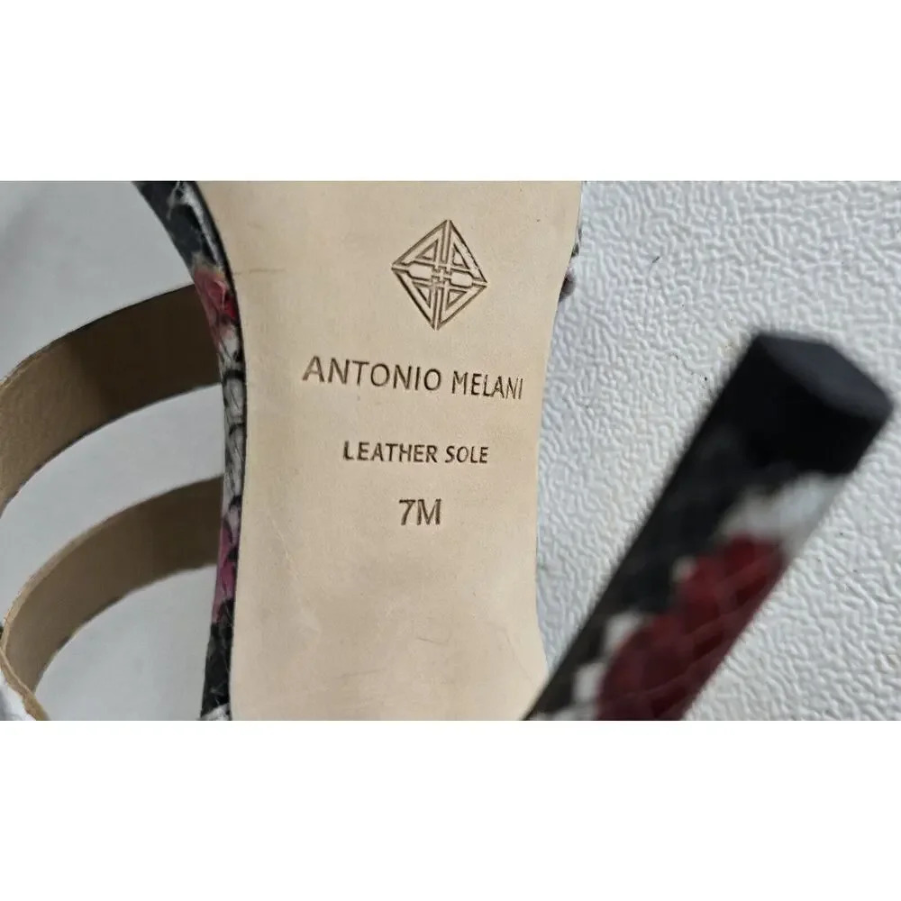 Antonio Melani Verene Snakeskin Sandals Multicolor Strappy Heels 7M Shoes - Picture 7 of 9